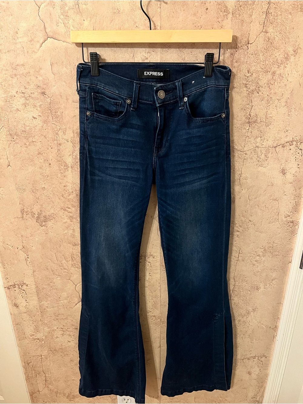 Express Women's Dark Blue Wide Leg Jeans
